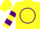 Silk - Yellow, purple 'gf' in circle, purple hoops on sleeves