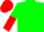Silk - Green, red sleeves, green and red halved cap