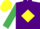 Silk - Purple, yellow diamond, emerald green sleeves, yellow cap