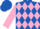 Silk - Royal blue and pink diamonds, pink 'sk' on blue back, pink sleeves