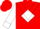 Silk - Red, 'rm' on white diamond, white chevron and cuffs on sleeves