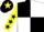 Silk - Black and white (quartered), yellow sleeves, black stars, black cap, yellow star