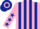 Silk - Pink and dark blue stripes, pink sleeves, dark blue stars, hooped cap