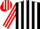 Silk - Black and White stripes, Red and White striped sleeves and striped cap.
