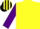 Silk - Yellow, black cowboy hat, yellow stripes on purple sleeves