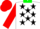 Silk - White, green collar, black stars on red sleeves, red cap