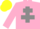 Silk - Pink, Grey Cross of Lorraine, Yellow cap.