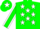Silk - Green, white stars, green sleeves, white seams, green cap, white star