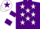 Silk - Purple, white stars, white and purple hooped sleeves, white cap, purple star