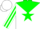 Silk - White, white 'a/d' on green star, green front yoke, green star stripe on sleeves, white cap