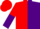 Silk - Red & purple diagonal halves, white emblem on back, white bar on red sleeeves