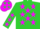 Silk - Chartreuse, magenta stars