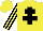 Silk - Yellow body, black cross of lorraine, yellow arms, black striped, yellow cap