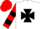 Silk - White, black maltese cross, red and black hooped sleeves, red cap
