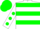 Silk - White, green hoops, white sleeves, green dots, green cap
