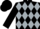 Silk - Black, silver diamonds, black 'r', circled '10' and 'c', black cap