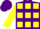 Silk - Purple & yellow squares, yellow sleeves, yellow star on purple cap