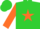 Silk - Lime green, black 'b' on orange star, orange sleeves