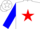 Silk - White, blue 'ss' on red star, blue sleeves