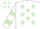 Silk - White, light green stars, hooped sleeves and stars on cap