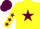 Silk - Yellow, maroon star, yellow sleeves, maroon stars, maroon cap