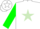 Silk - White, light green star, green sleeves