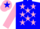 Silk - Blue, pink stars, sleeves and cap, blue star and peak