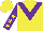 Silk - Yellow, purple 'v', purple and yellow stars on sleeves, yellow cap