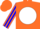 Silk - Orange, blue 't' on white ball, blue stripe on sleeves, orange cap