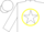 Silk - White, white morning star in yellow circle, yellow, pink and white sleeves, white cap