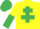 Silk - Yellow, emerald green cross of lorraine, halved sleeves emerald green cap.