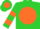 Silk - Lime green, orange ball, orange bars on sleeves