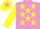 Silk - Mauve, yellow stars and sleeves, yellow cap, mauve star