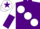 Silk - Purple body, white large spots, white arms, purple halved, white cap, purple star