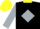 Silk - Black, yellow 'h' and collar, silver diamond seam on sleeves, yellow cap