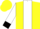 Silk - Yellow, yellow and black block design on white panel, yellow and black blocks and black cuffs on white sleeves, yellow cap