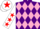 Silk - Purple and pink diamonds, white sleeves, red stars, white cap, red star