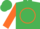 Silk - Emerald green, orange circle, orange blocks on sleeves