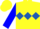 Silk - Yellow, royal blue diamond hoop, blue sleeves, yellow diamond seam