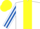 Silk - WHITE, YELLOW stripe, WHITE and ROYAL BLUE striped sleeves, YELLOW cap