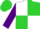 Silk - White and lime green quarters, white and purple blocks on sleeves, lime cap, purple 'krs'