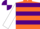 Silk - Orange, Purple hoops, White sleeves, Purple and White quartered cap