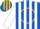 Silk - Royal blue, gold circle and 'gf', white stripes on sleeves