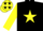 Silk - Black, yellow star & sleeves, yellow cap, black stars