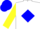Silk - White body, blue diamond, yellow arms, blue cap