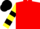 Silk - Red, black m and yellow emblem, black bars on sleeves, black cap