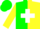Silk - Green & yellow halves, green & yellow holy hill, white cross, green & white stripe on yellow sleeves