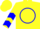 Silk - Yellow, blue 'abc' in blue circle, blue chevrons on sleeves