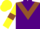 Silk - Purple body, brown chevron, yellow arms, brown armlets, yellow cap