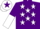 Silk - Purple, White stars, halved sleeves, White cap, Purple star.